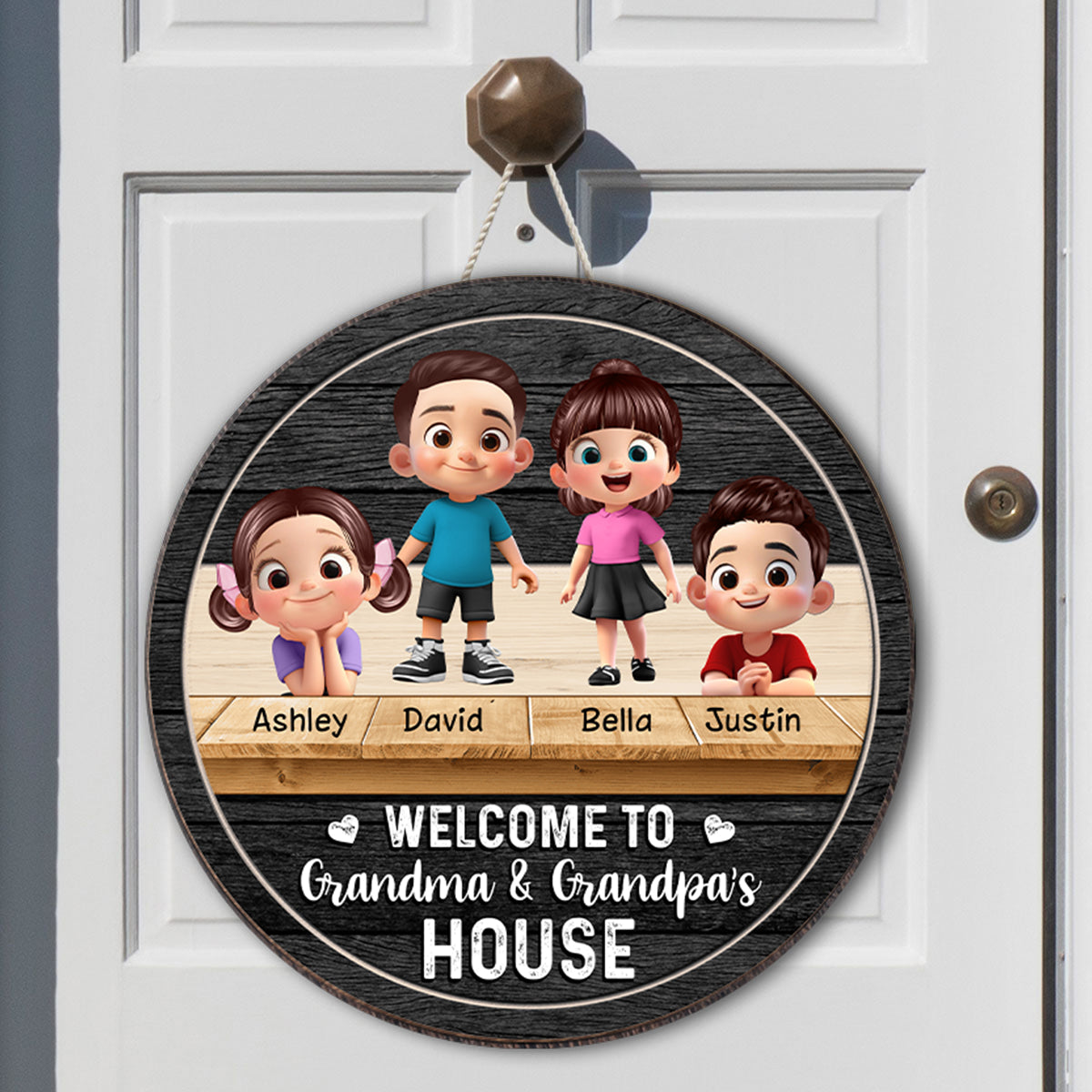 Welcome to Grandma & Grandpa's House Personalized Wooden Door Sign, Fall Decor for Grandparents