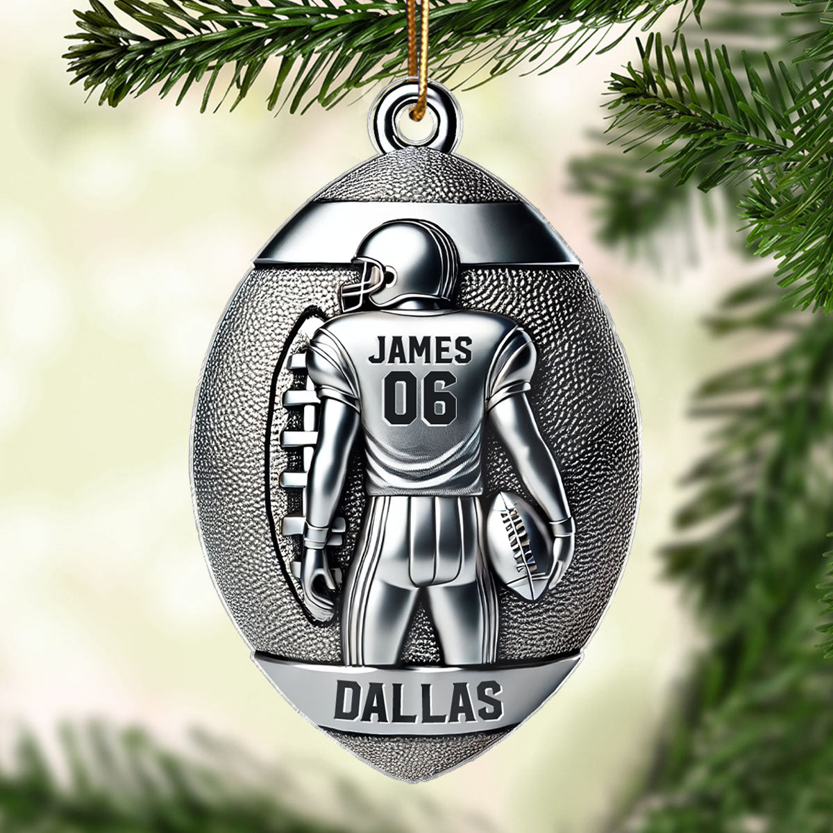3D Faux Metal Effect Football Player Personalized Acrylic Ornament, Football Fan Gift, Football Player Keepsake, Football Lovers Gift, Football Fan Gift