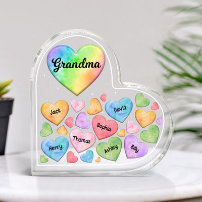 Grandma Mom Hearts In Heart Personalized Heart Acrylic Plaque