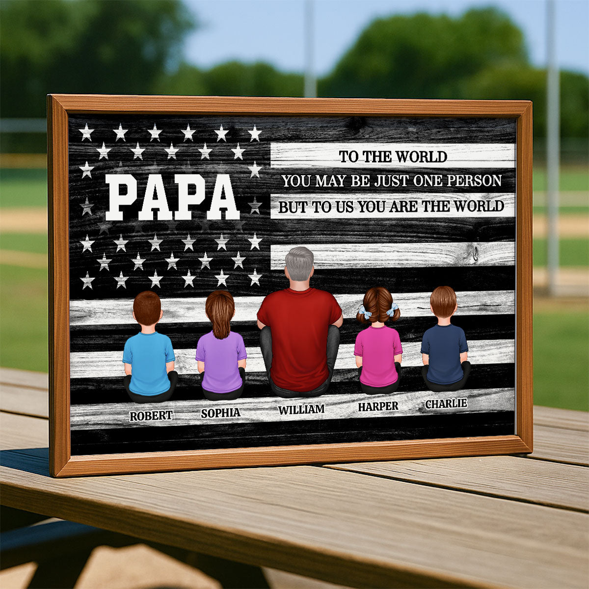 Nation Flag Grandpa And Kids Sitting Personalized Poster| Heartfelt Father's Day Gift For Grandpa