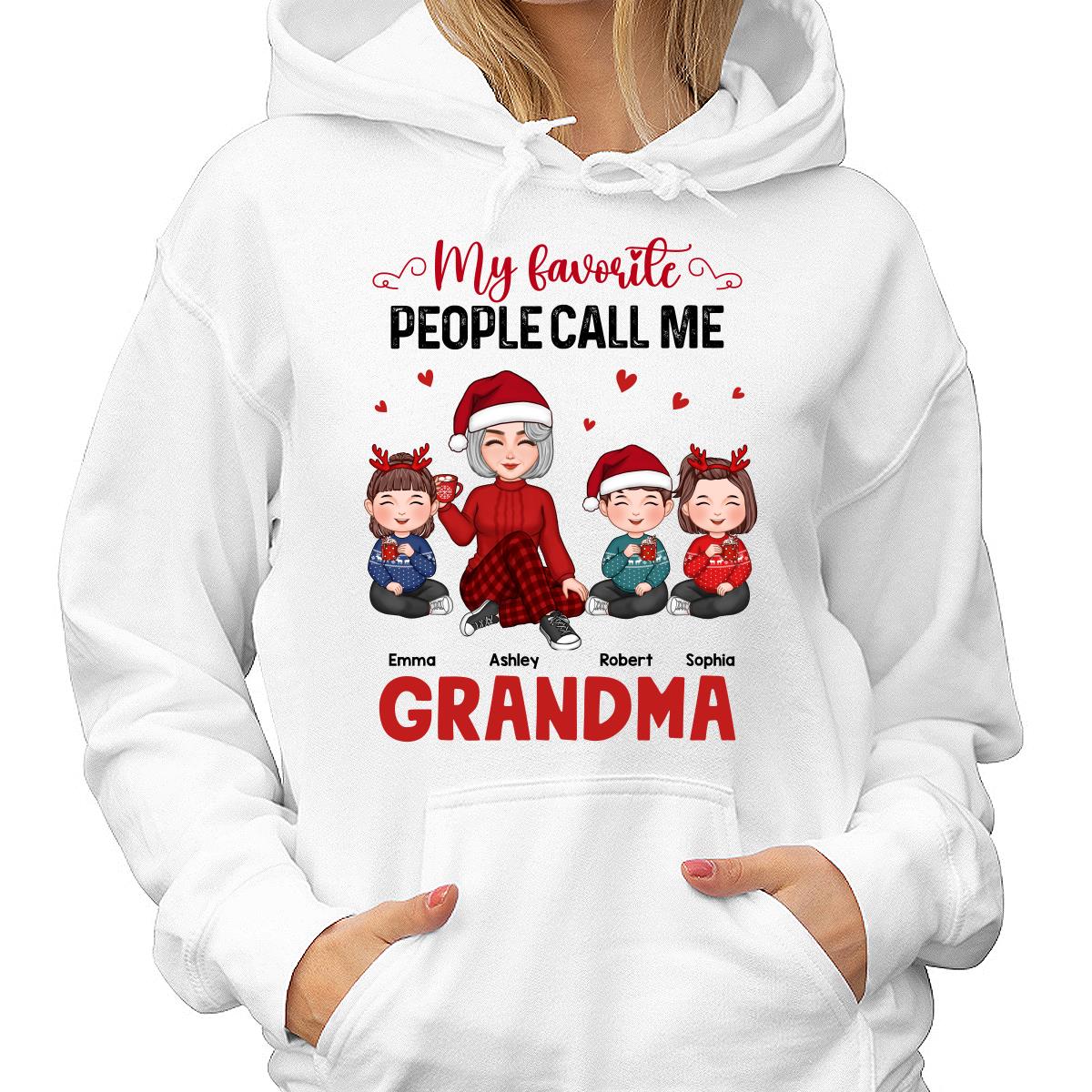 My Favorite People Call Me Grandma Cute Grandma And Kids Sitting Christmas Personalized Shirt