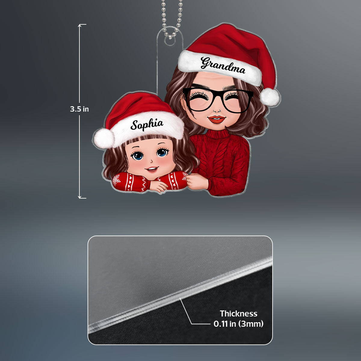 Grandma & Grandkid Chin On Hands Christmas Gift For Grandson Granddaughter Personalized Acrylic Ornament