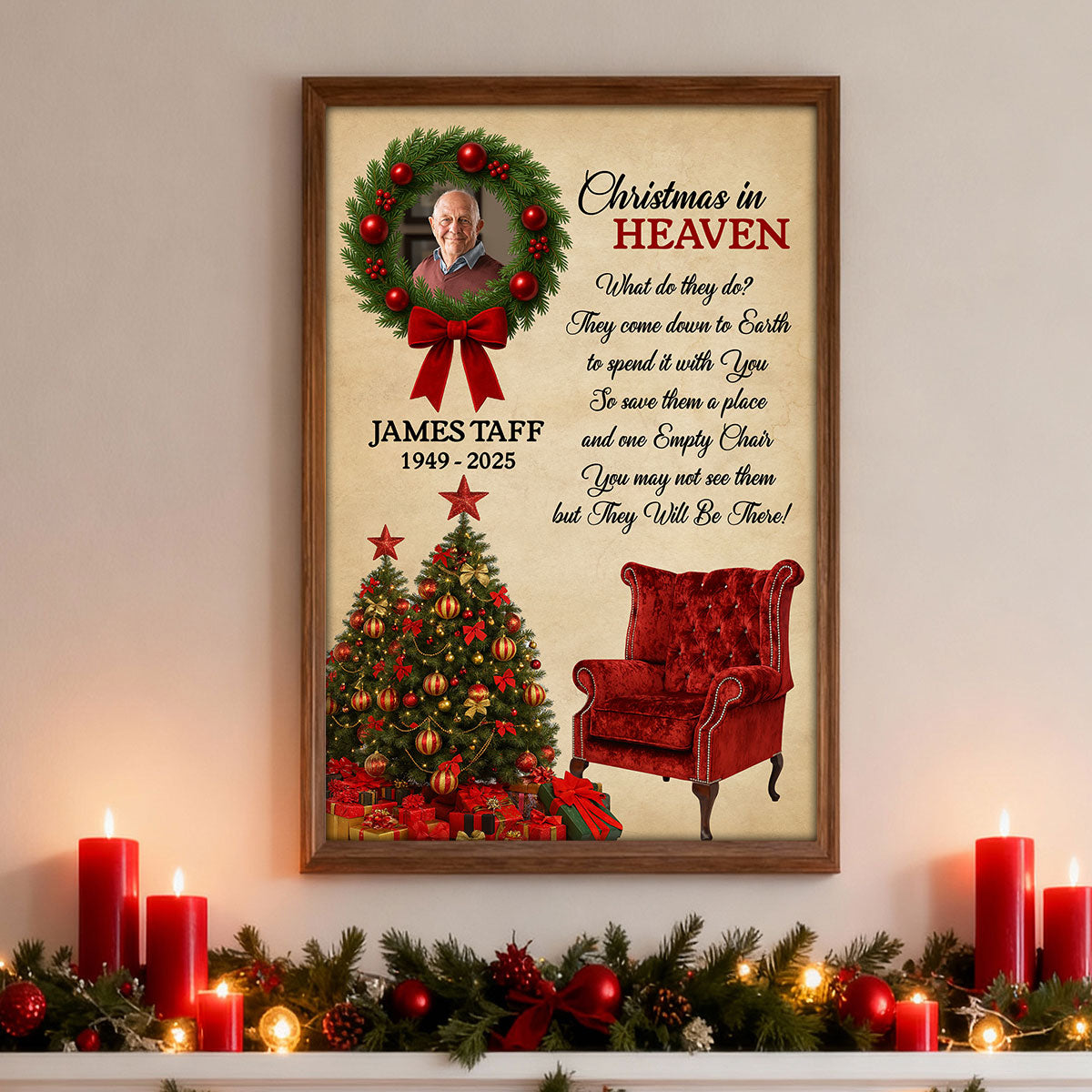 Christmas In Heaven Upload Photo Family Memorial - Personalized Poster