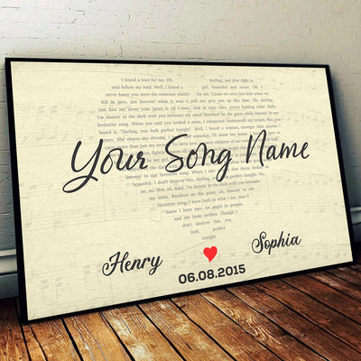 Custom Heart-Shaped Song Lyrics Art Personalized Poster, Anniversary  Gift For Her, For Him