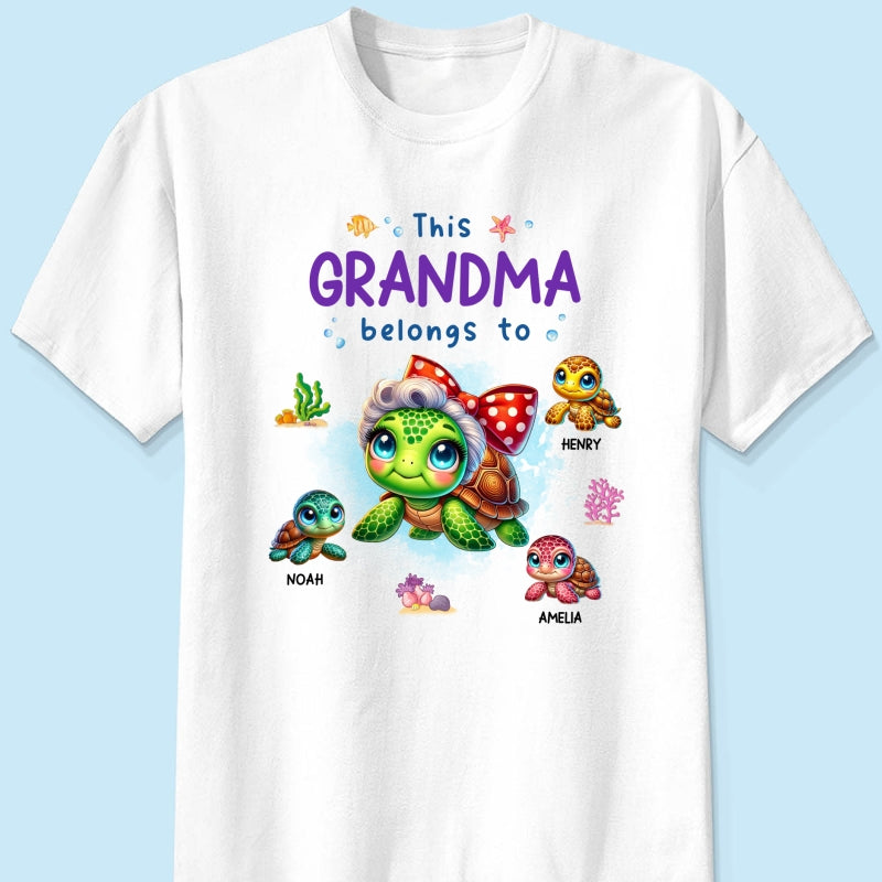 Grandma Grandkids Turtle Personalized Shirt, Gift for Grandmas