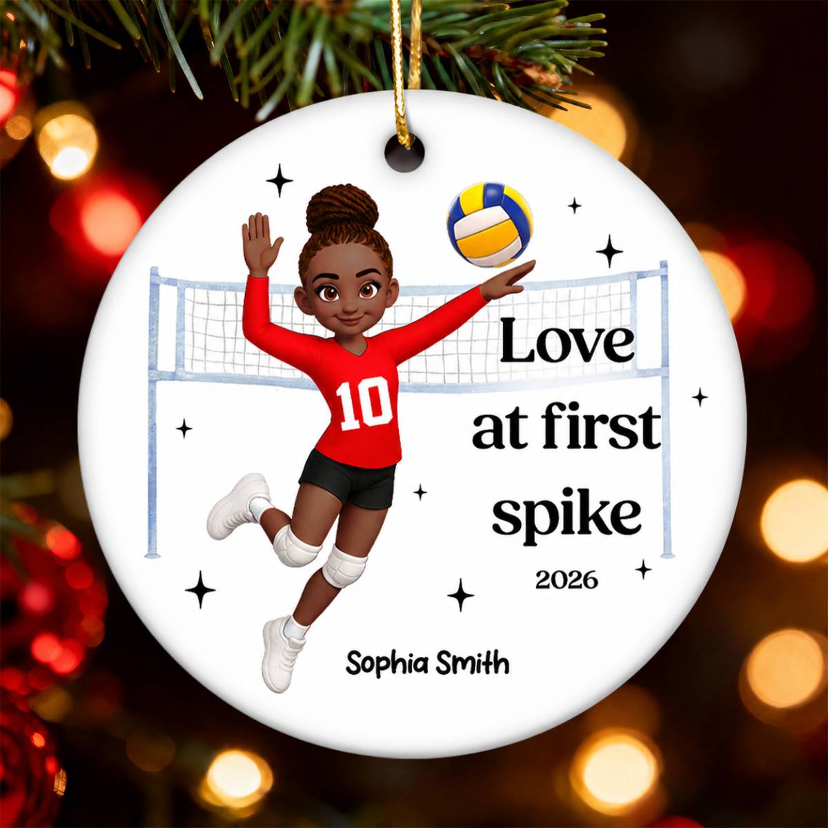Love At First Spike Volleyball Player - Personalized Ceramic Ornament - Christmas Gift For Volleyball Players