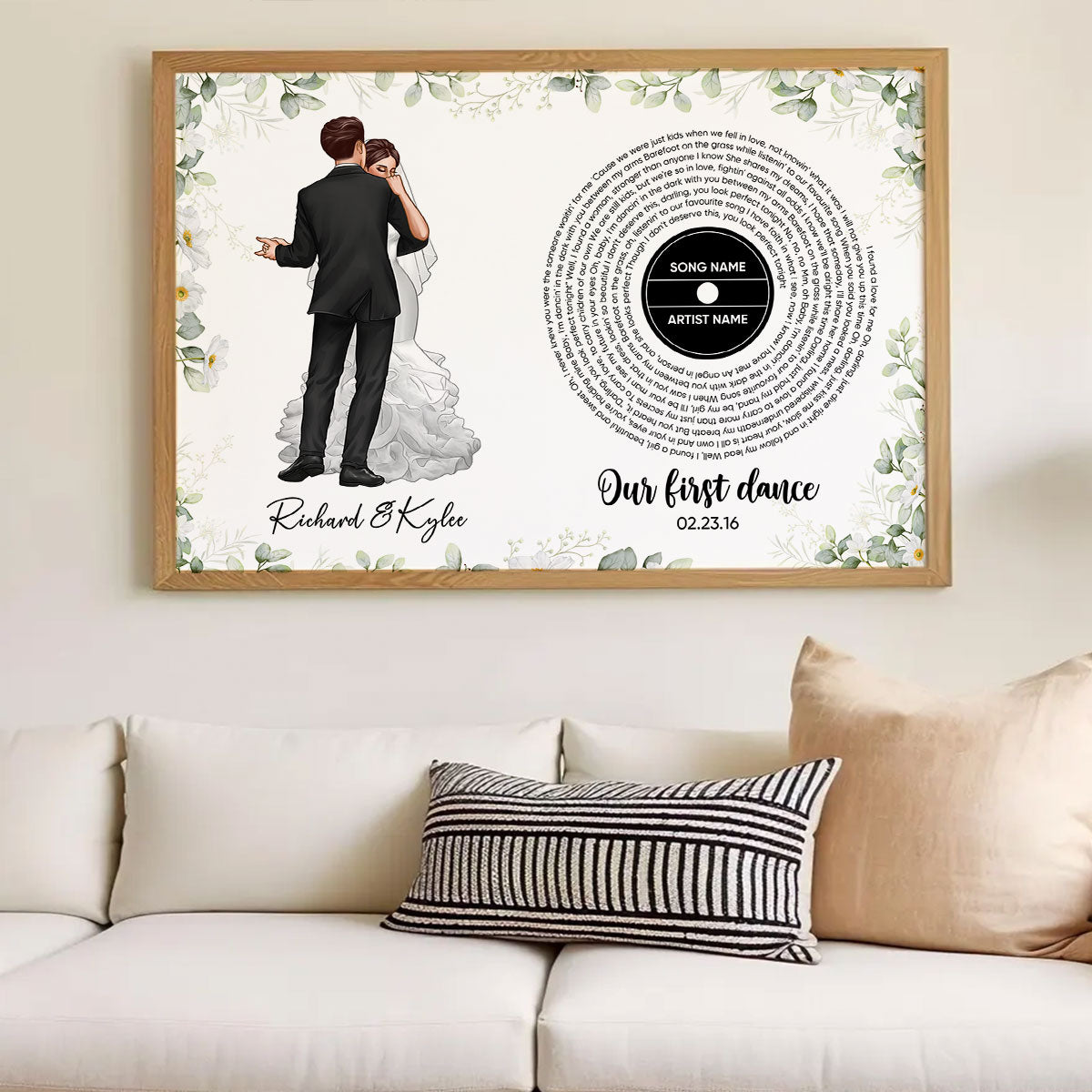Wedding Song Vinyl Lyrics, Our First Dance Groom Bride Dancing Personalized Poster, Valentines Day Gift, Anniversary Gift for Couple, for Him for Her