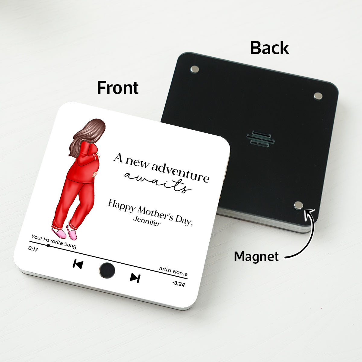 Pregnant Wife Personalized Music Fridge Magnet, Perfect Gift For Pregnant Wife, Custom Favorite Song As Messages