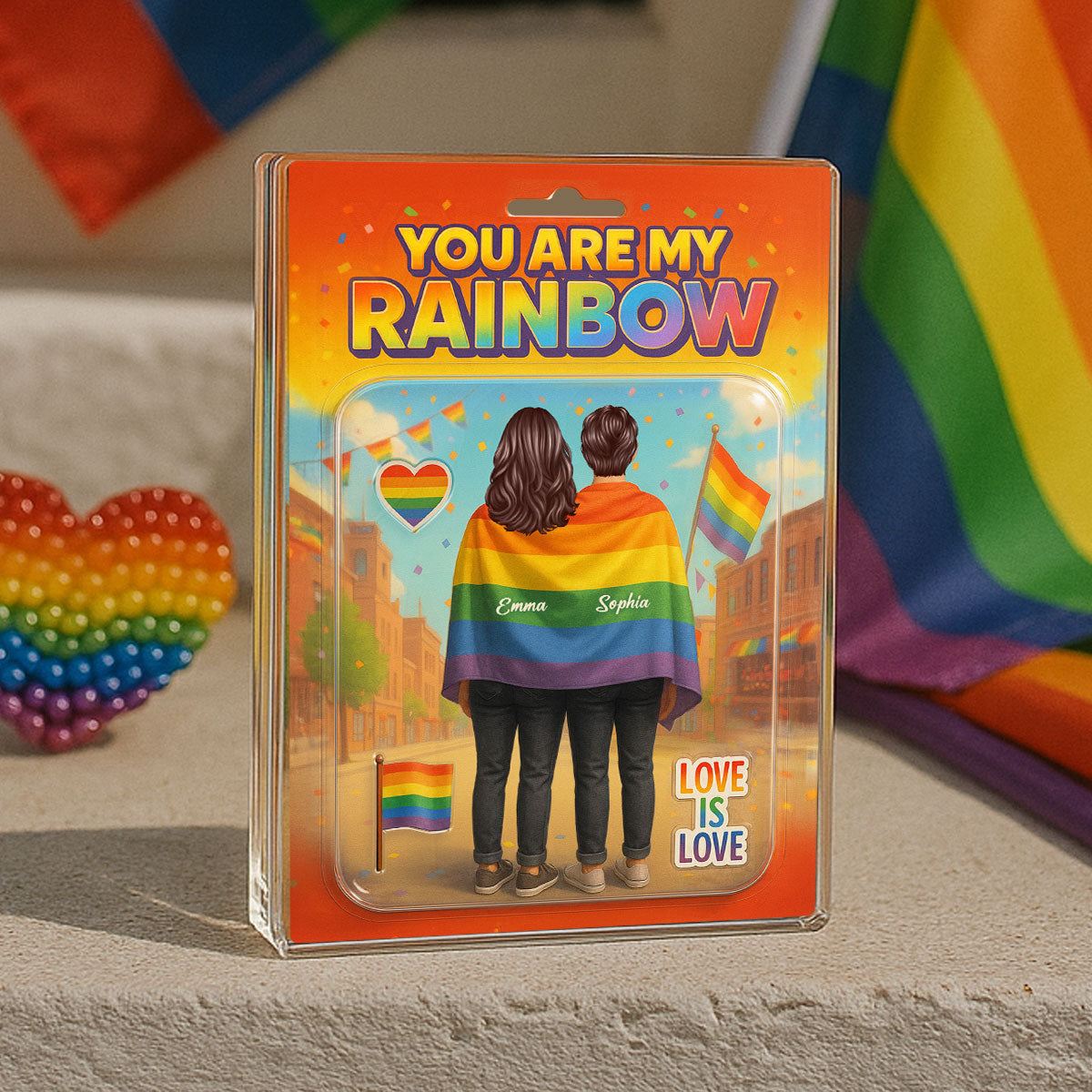 Pride Month LGBT Couple Custom Figure Personalized Rectangle Acrylic Block Plaque, Gift For Couple
