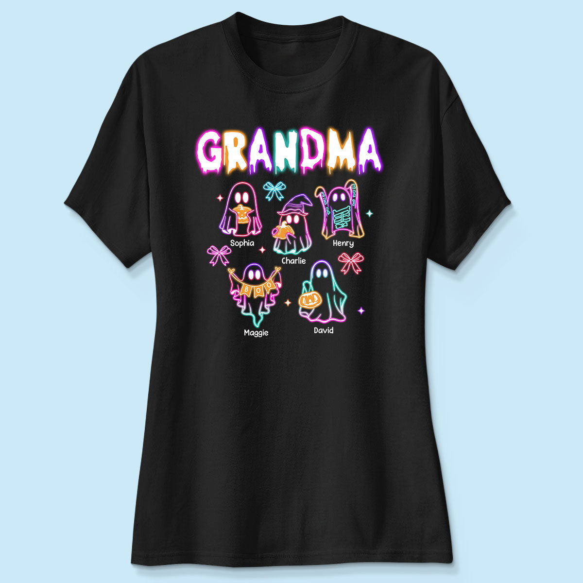 Halloween Grandma Boo Neon Style Personalized Shirt