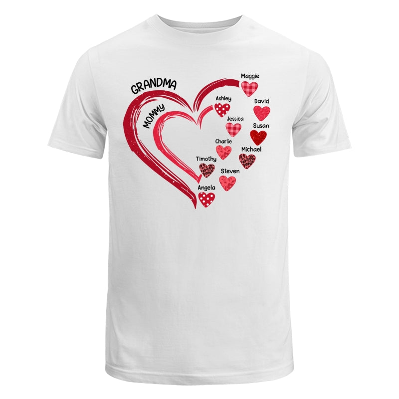Grandma Mom Heart In Heart Patterned Personalized Shirt