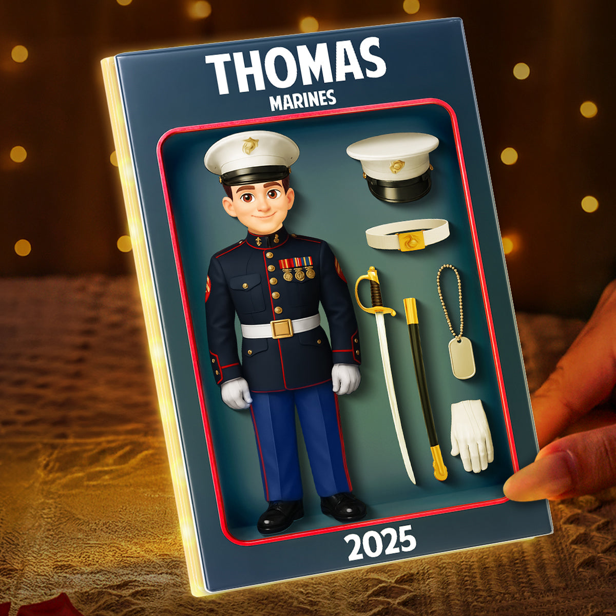 Marines Action Figure 3D Effect - Personalized Light Box - Special Gift For The Marines