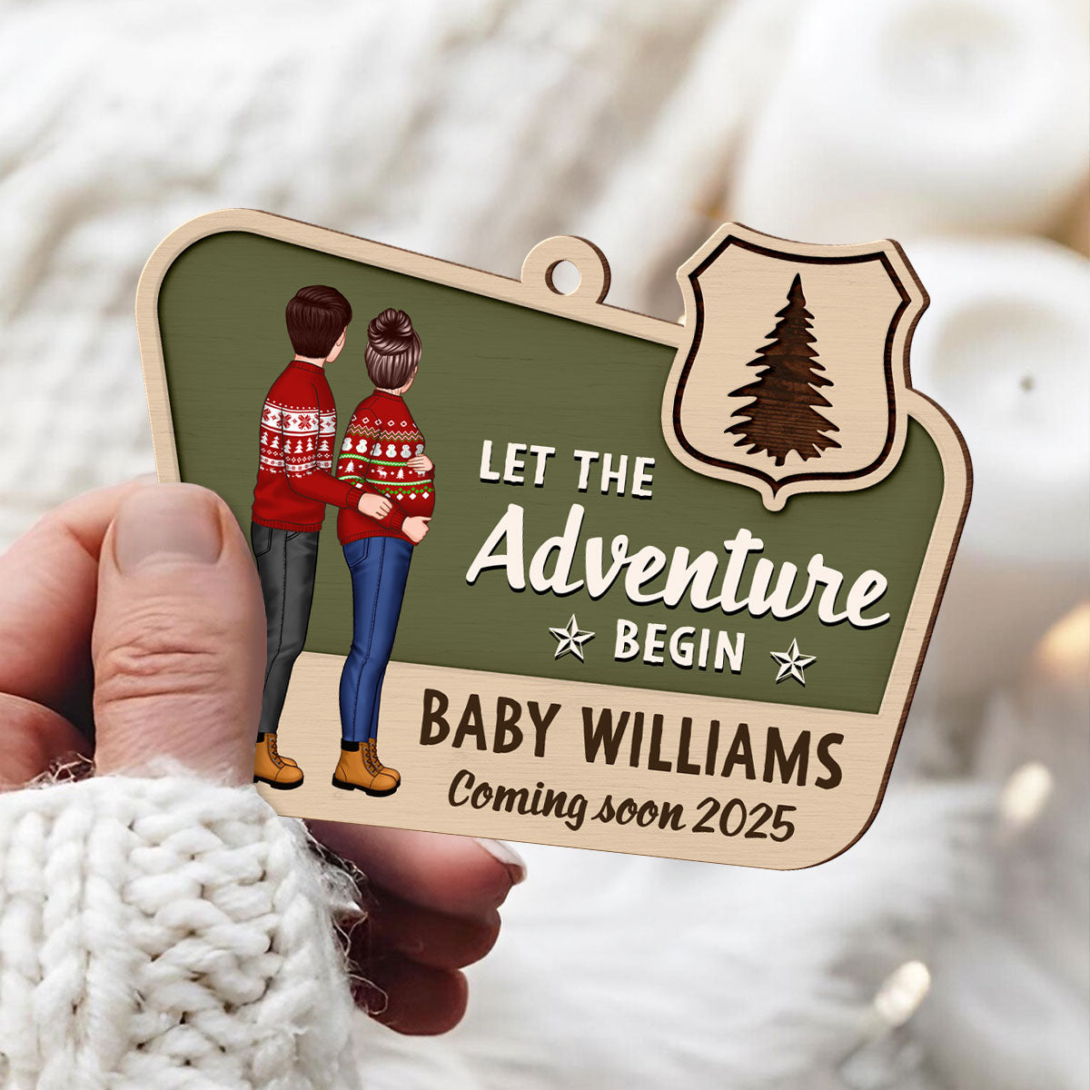Pregnancy Announcement National Park Ornament, Expecting Ornament, Baby on the Way Camping Ornament