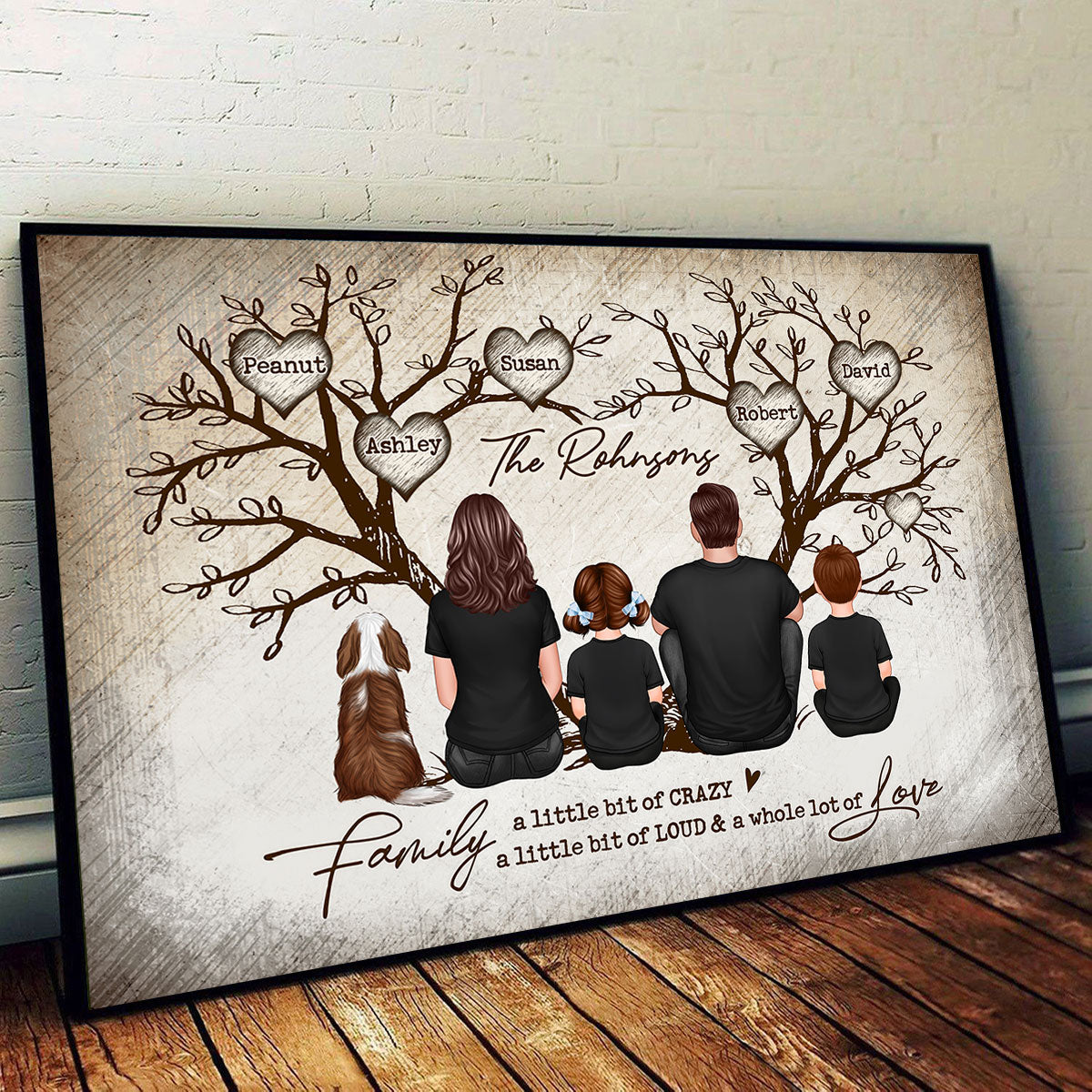 Family Heart Tree Sitting - Personalized Poster