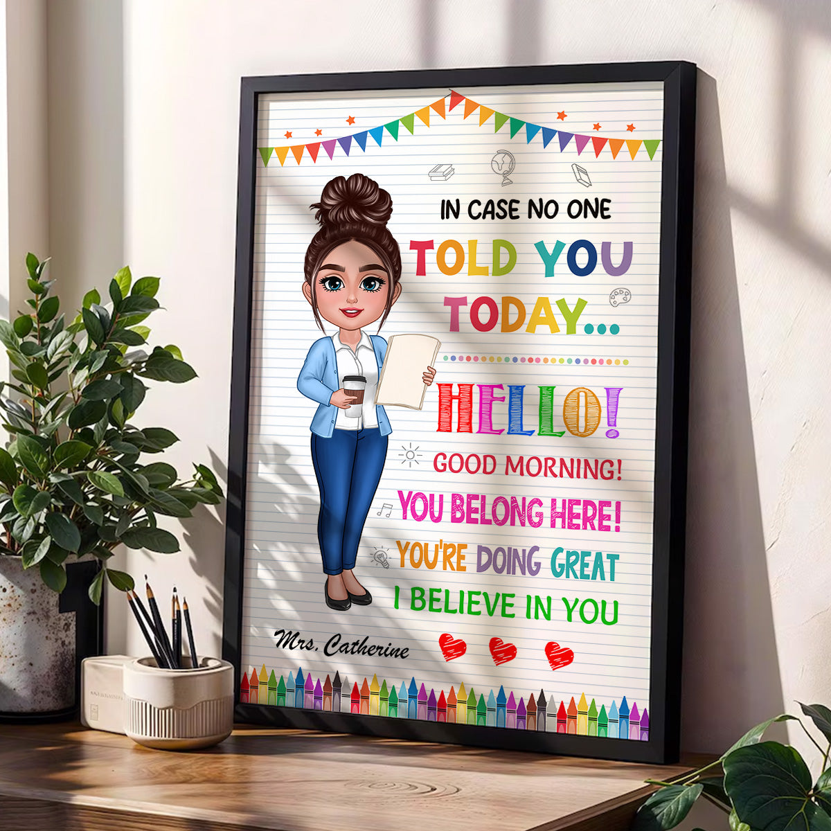 In Case No One Told You Today Hello Good Morning I Believe In You Personalized Poster, Classroom Decor For Teacher