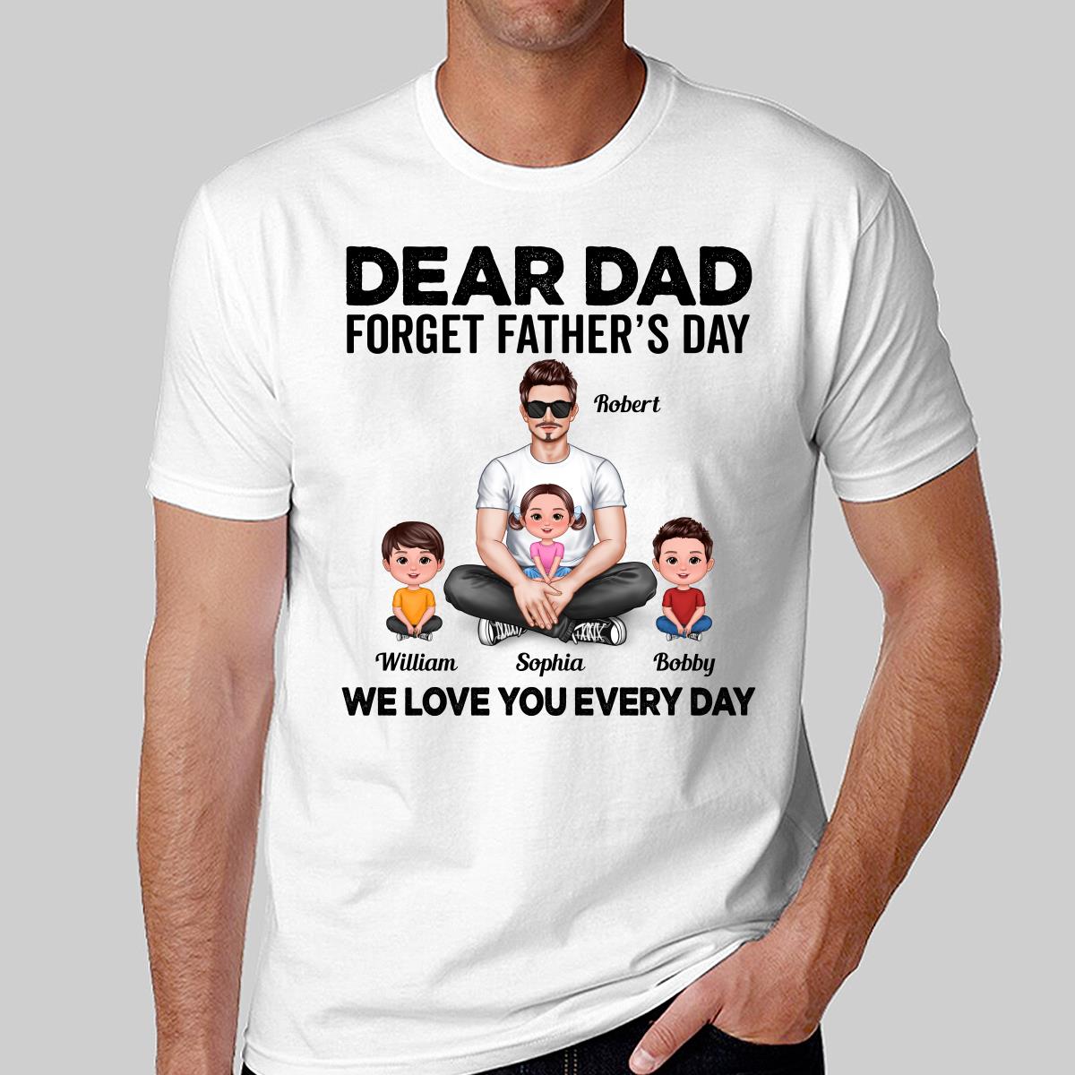 Dad Sitting With Cute Kids Father‘s Day Gift Personalized Shirt