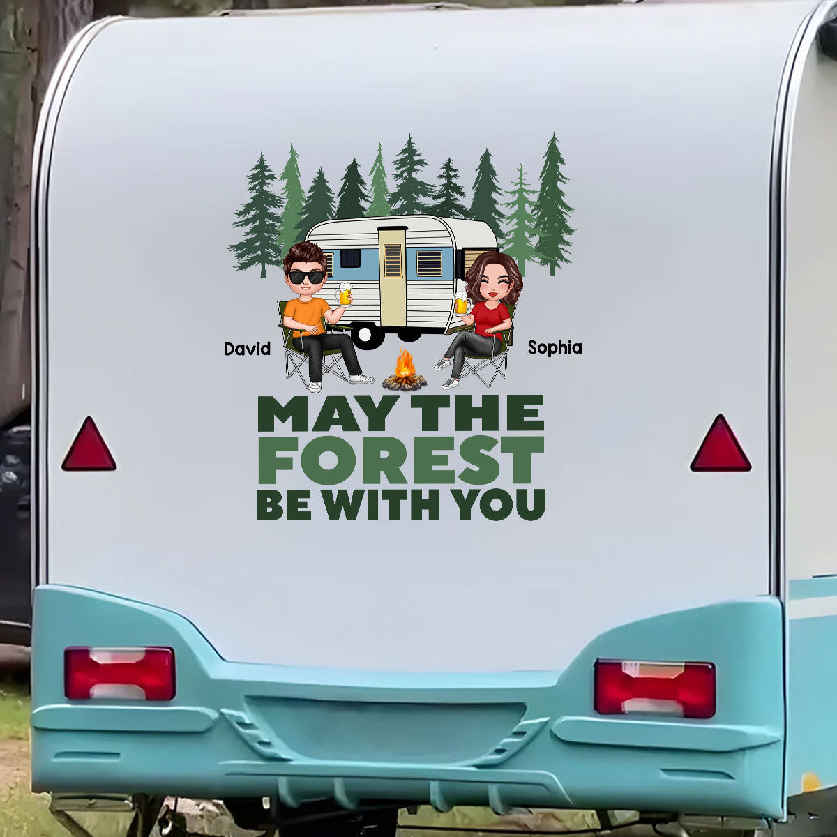May The Forest Be With You Camping Couple Decor On Car Fridge Window Personalized Decal