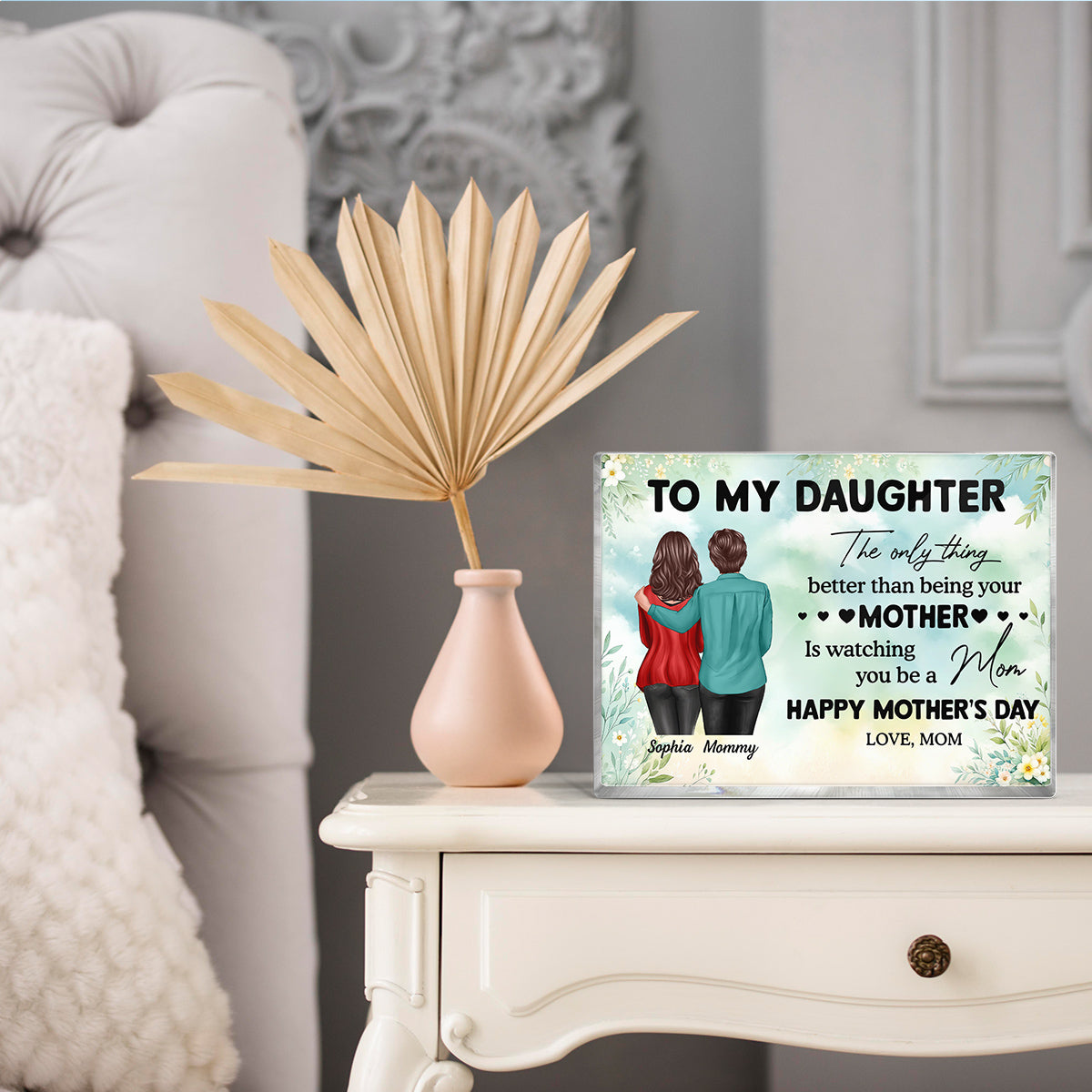 To My Daughter From Mom Happy Mother's Day Personalized Rectangle Acrylic Block Plaque, Gift For Daughter