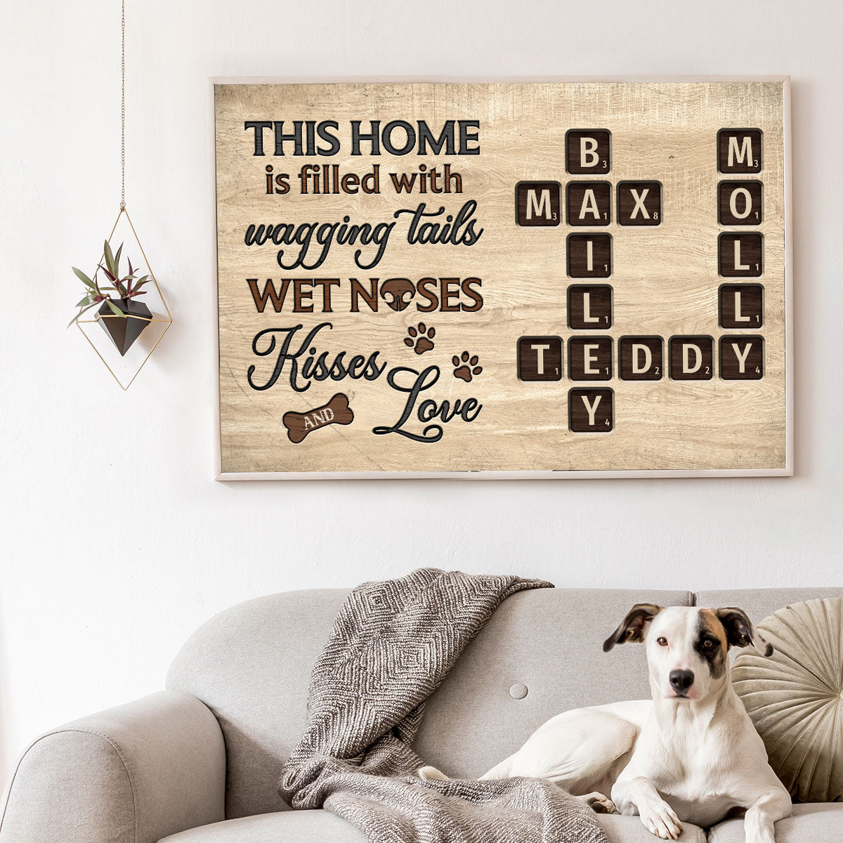 Pet Lover Home Decor Home With Paw Prints Crossword Puzzle Art - Personalized Poster