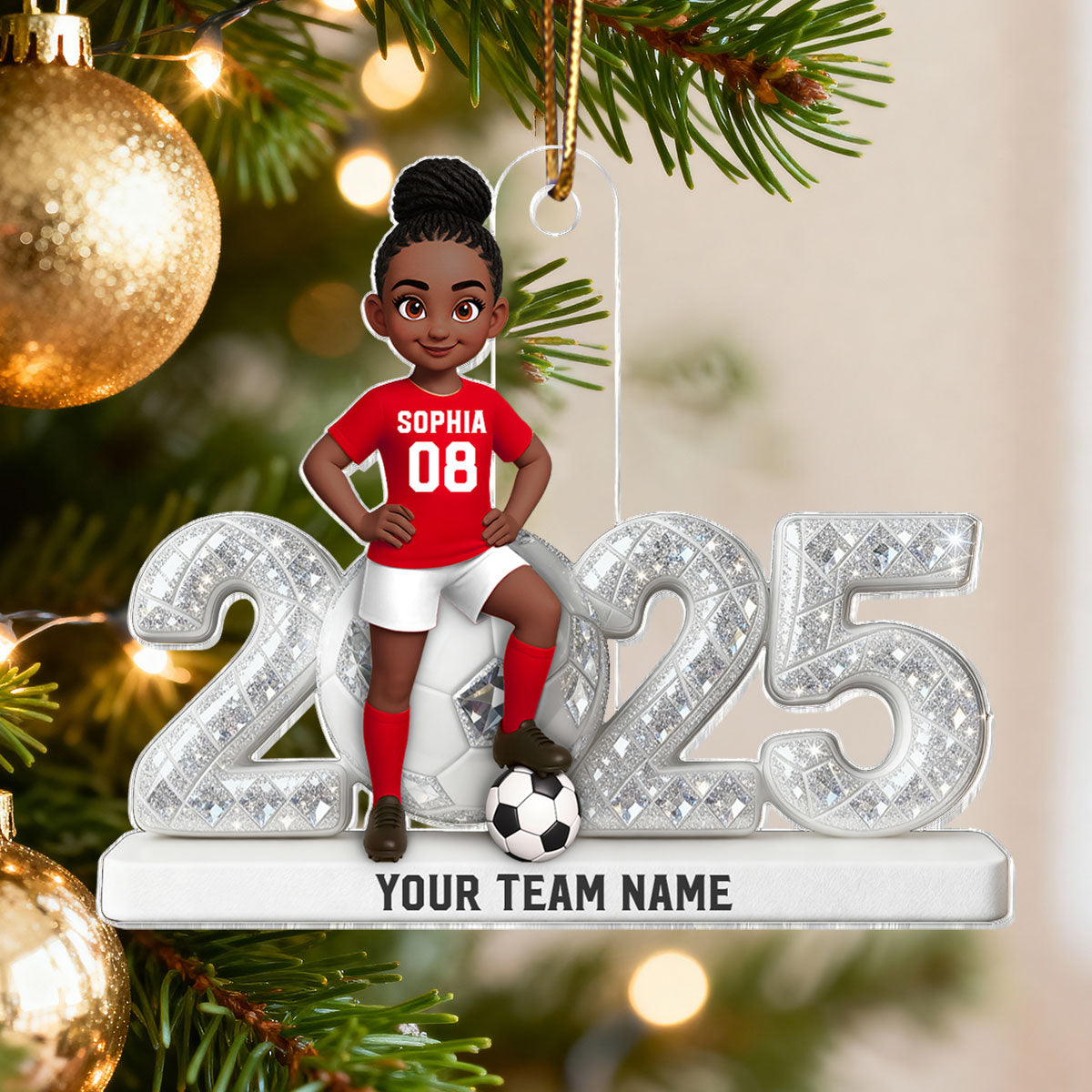 3D Shining Effect Christmas Soccer Player - Personalized Acrylic Ornament - Christmas Gift For Soccer Players