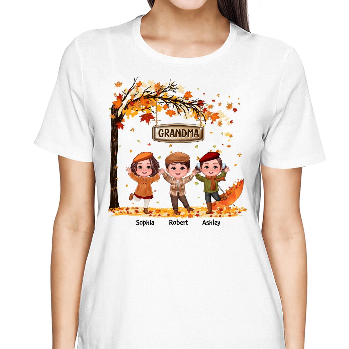 Fall Season Kids Playing Under Tree Personalized Shirt