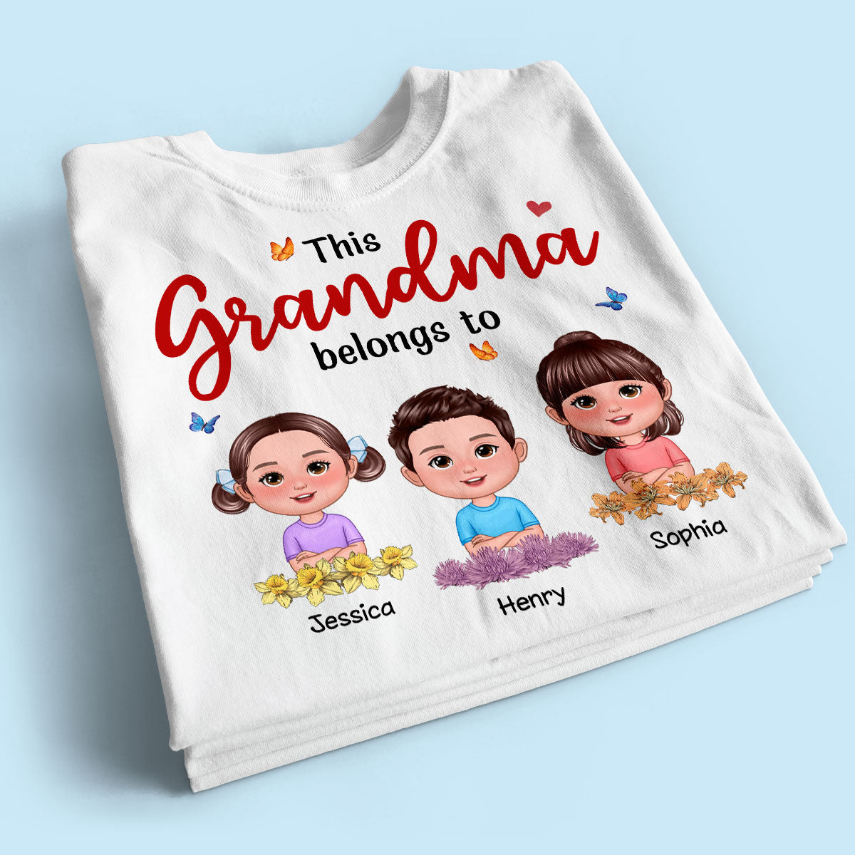 This Grandma Mom Belongs To Birth Month Flowers Cute Kids Personalized Shirt, Gift for Moms, for Grandmas