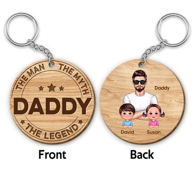 The Man The Myth The Legend Gift For Dad Grandpa Personalized Wooden Keychain