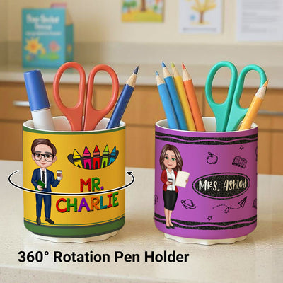 Doll Teacher Personalized Rotating Pen Holder, Teacher Appreciation Gift, Back To School Gift