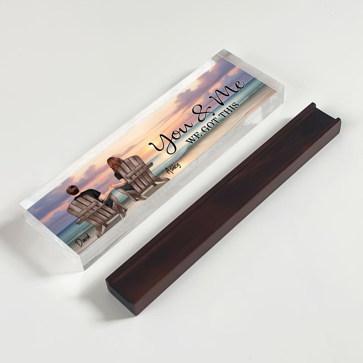 You & Me We Got This Couple Back View At Beach Personalized Acrylic Desk Block Plaque