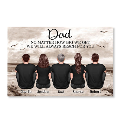 Dad No Matter How Big We Get Retro Vintage Beach Personalized Poster, Gift For Dad, For Husband