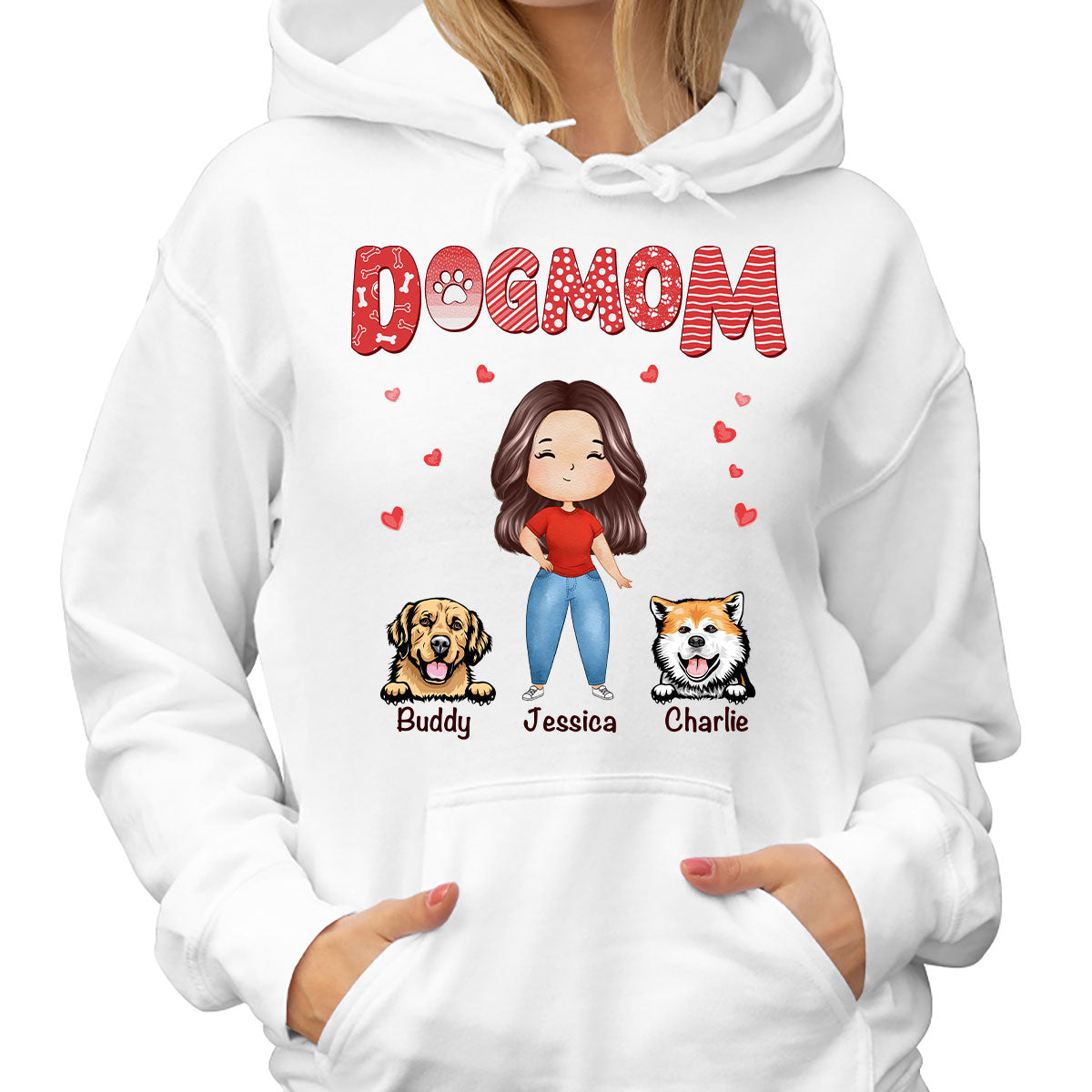 Dog Mom Red Patterned Watercolor Personalized Shirt