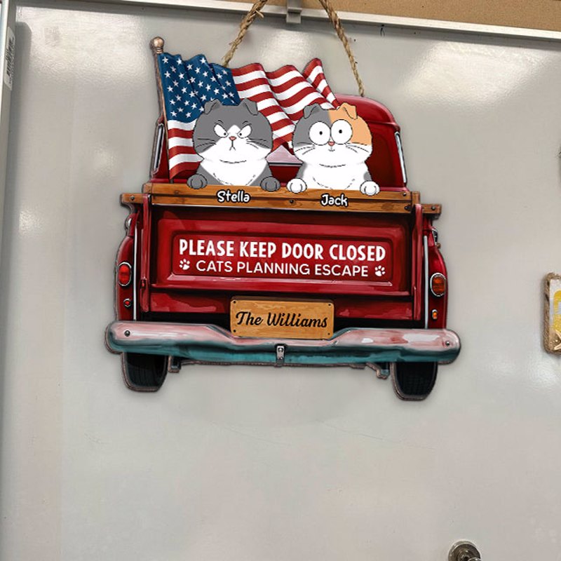 Cats Planning Escape Truck Personalized Wood Sign