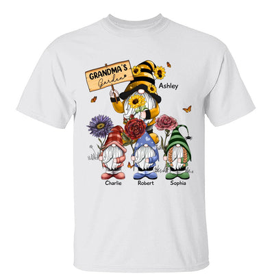 Gnome Grandma & Grandkids Grandma‘s Garden Birth Flowers Personalized Shirt