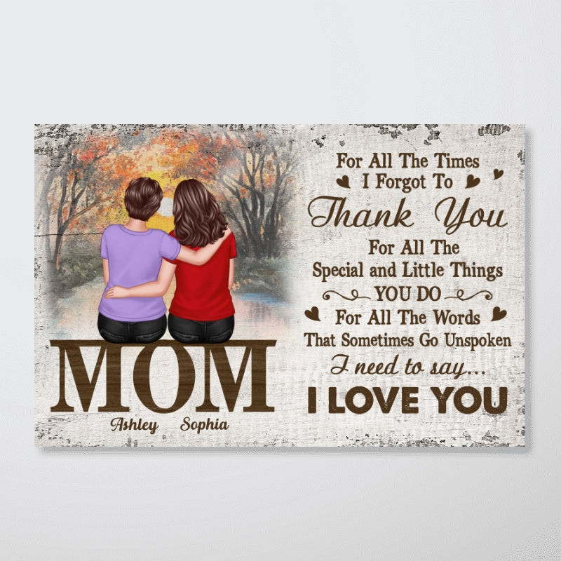 Mom For All The Times I Forgot To Thank You Retro Personalized Horizontal Poster
