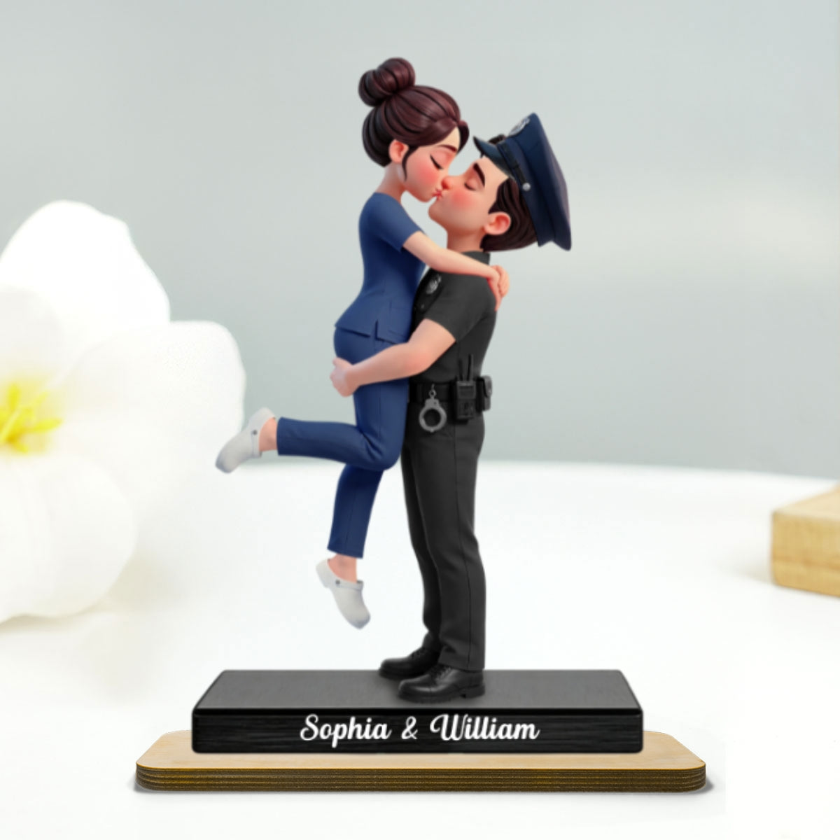 Hero Couple Forever Love - Personalized 2-Layered Wooden Plaque - Heartfelt Gift For Couple, For Him, For Her, Nurse, Police, Firefighter, Army