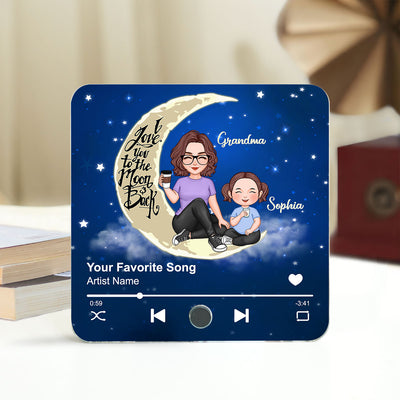 Cute Grandma & Grandkid I Love You To The Moon And Back Personalized Music Fridge Magnet