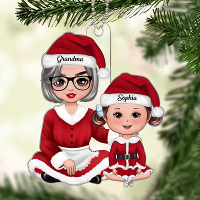 Christmas Doll Grandma Claus Gift For Granddaughter Grandson Personalized Acrylic Ornament