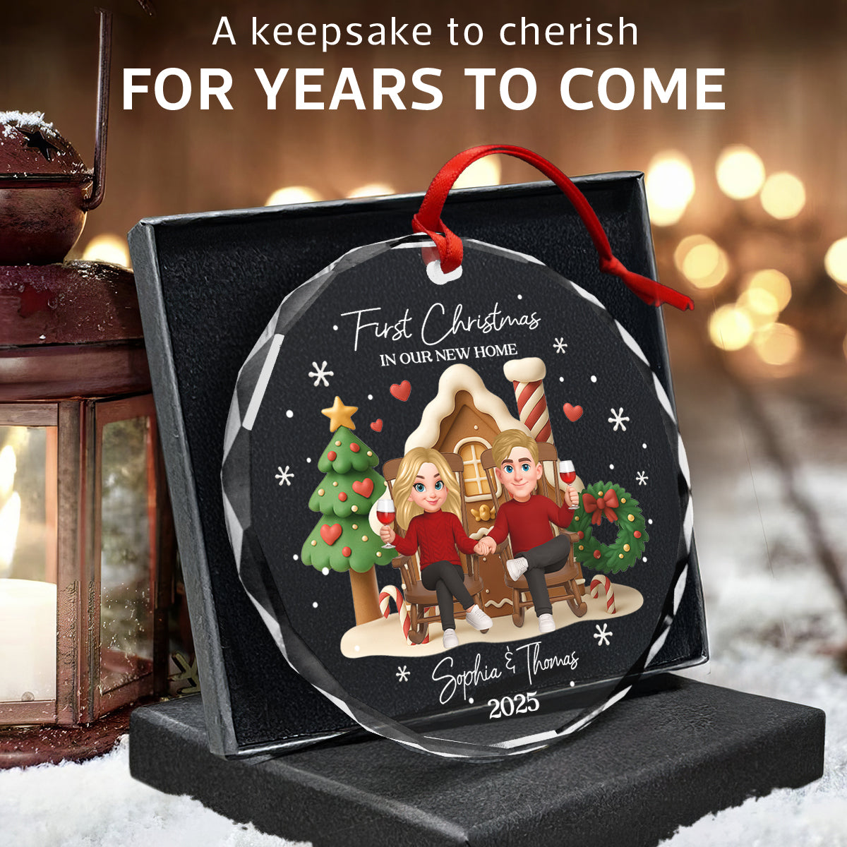 First Christmas In Our New Home - Personalized Glass Ornament - Unique Christmas Gift For Couple