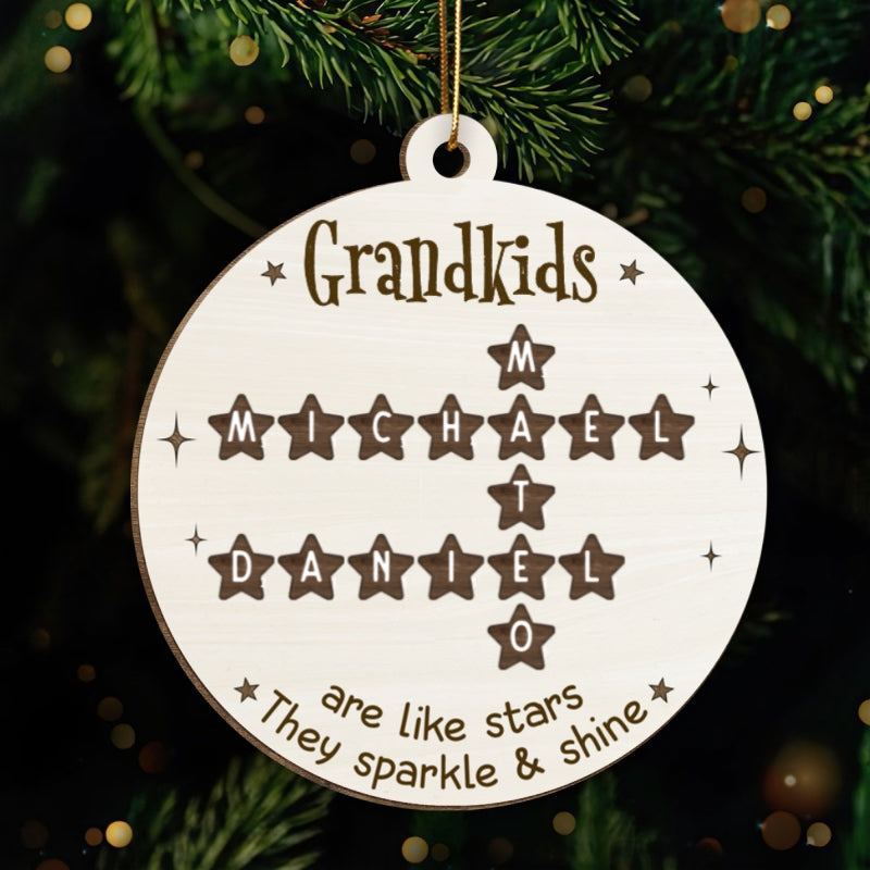 Grandchildren Are Like Stars Crossword Puzzle Personalized Wooden Ornament