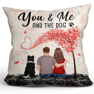 Couple And Dogs Heart Tree Personalized Pillow