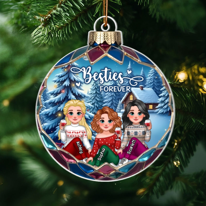 Animated Besties Beautiful Christmas Personalized Acrylic Ornament, Gift For Family