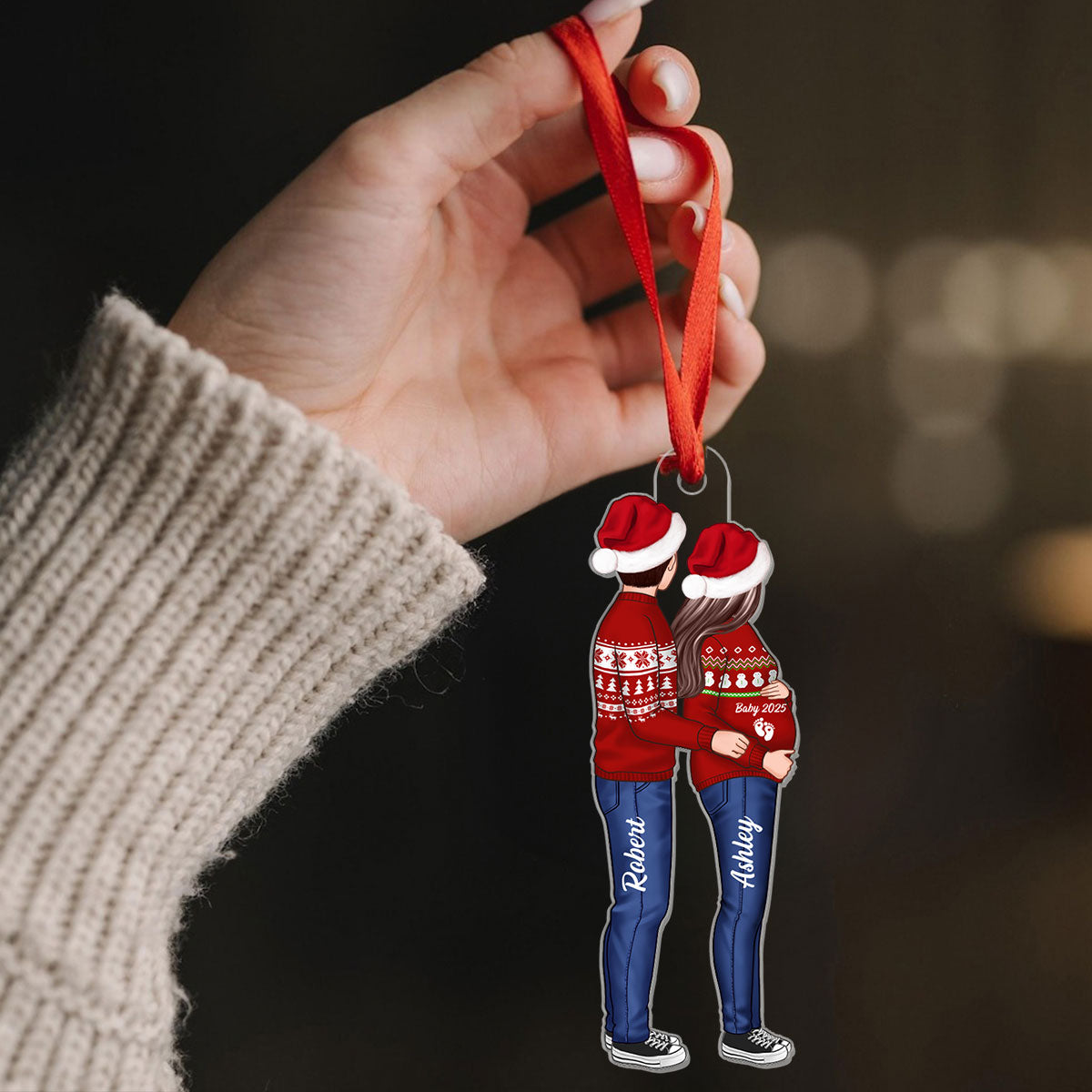 Personalized Expecting Family Christmas Ornament – We're Expecting Baby Ornament, Custom Pregnancy Keepsake, Pregnant Couple Holiday Decoration