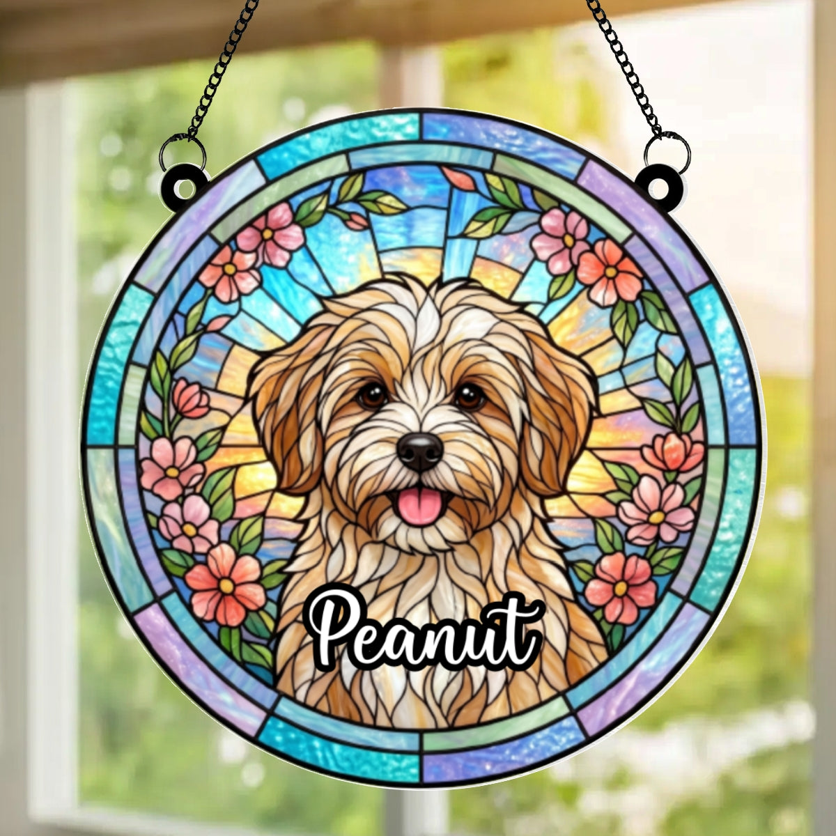 Dog Cat Portrait Custom Photo - Personalized Acrylic Window Hanging - Memorial Gift