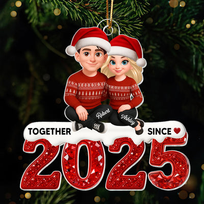 3D Effect Shining Effect Beautiful Couple Together Since Custom Year - Personalized Acrylic Ornament