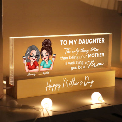 To My Daughter From Mom Happy Mother's Day Personalized Acrylic Block LED Night Light, Gift For Daughter