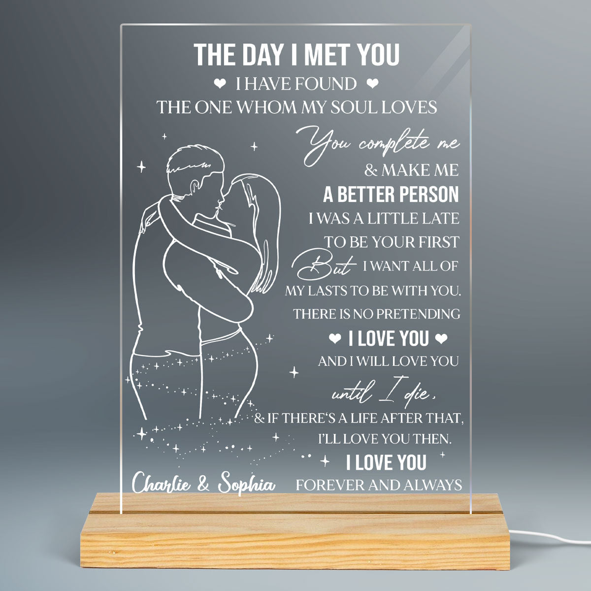 Couple Outline No Returns Or Refunds Personalized LED Night Light, Acrylic LED Lamp