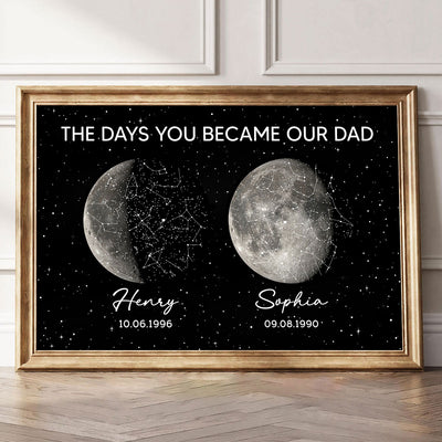 The Day You Became Dad Custom Moon Phase & Star Map - Personalized Poster - Father's Day Gift For Dad, Husband