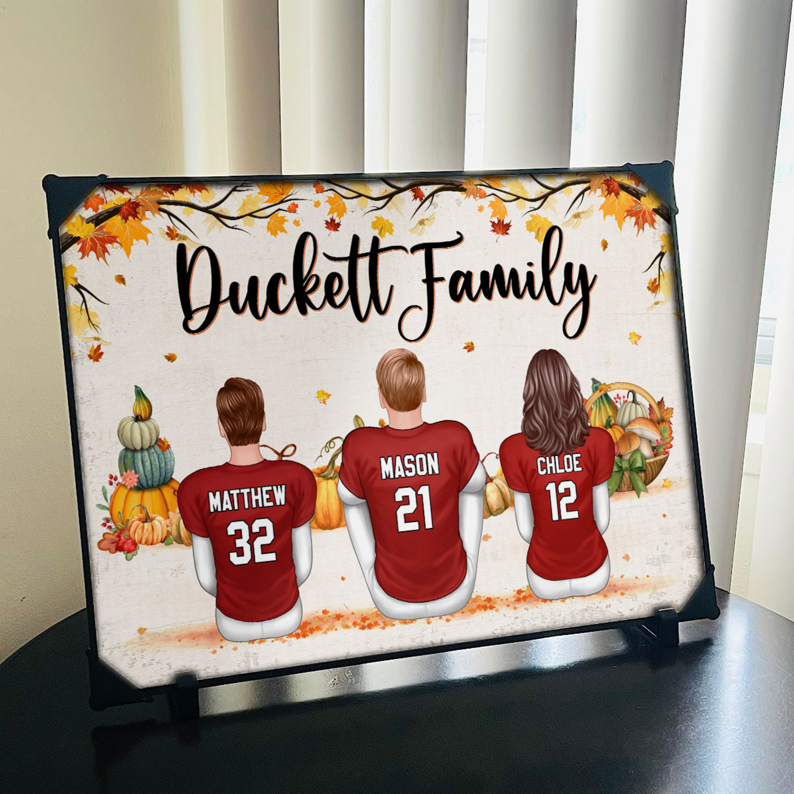 Fall Season Football Family Sitting - Personalized Poster - Gift For Husband Dad Grandpa