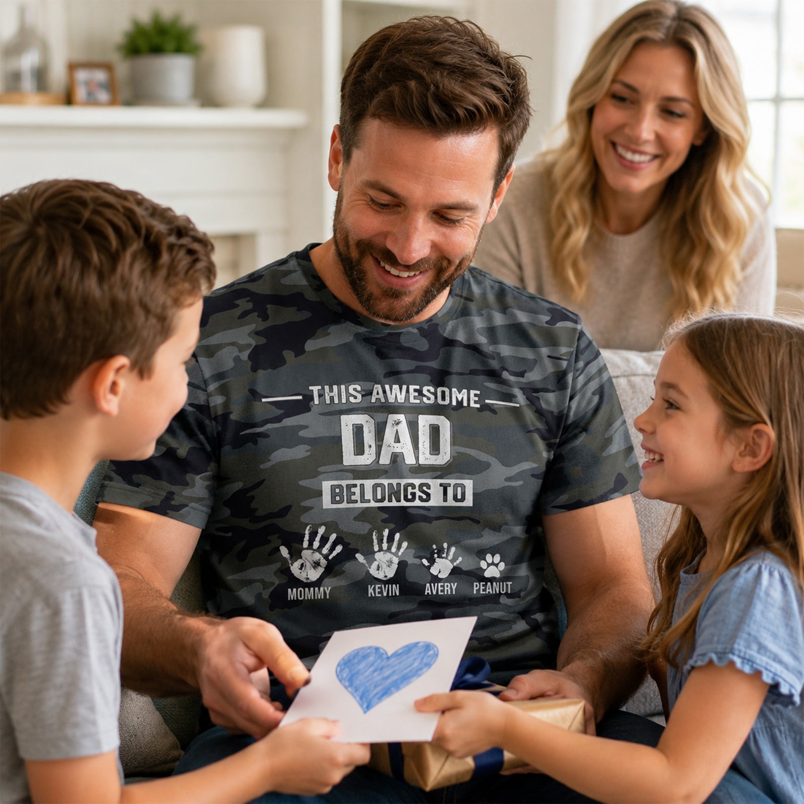 This Awesome Dad Grandpa Belongs To Hands Paws Camo Pattern - Personalized Shirt - Father's Day Gift For Husband, Dad, Grandpa