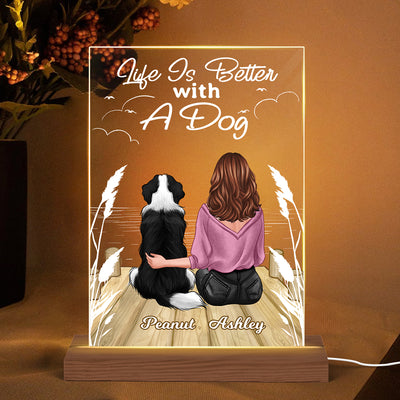 Life Is Better With Dogs Dog Mom Personalized LED Night Light, Acrylic LED Lamp